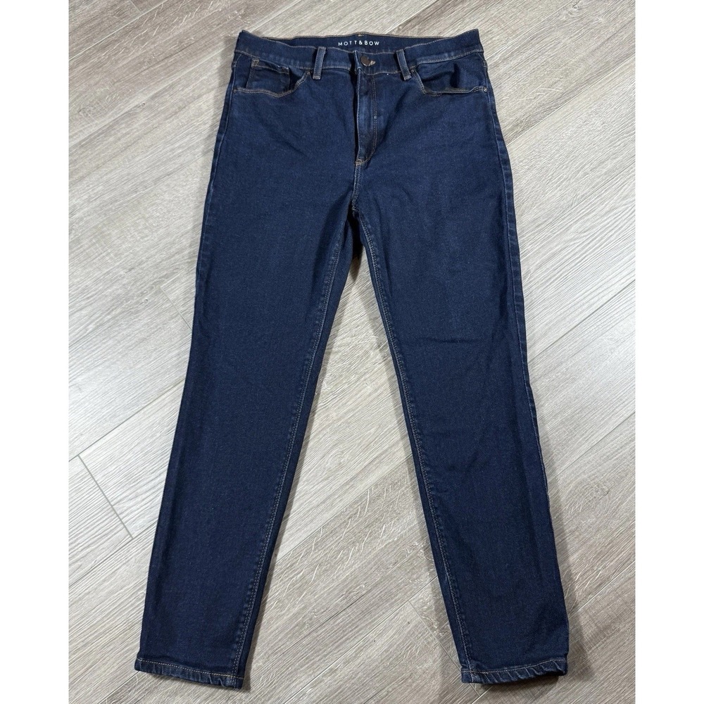 Mott & Bow Jeans Womens 31x27 Mom Ridge High Rise Dark Wash Denim Stretch Blue